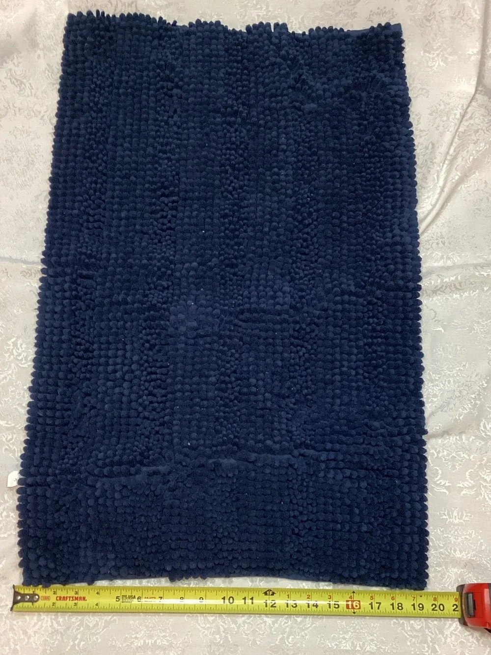 Navy Chenille Bath Rug Set - Plush Shag Texture
